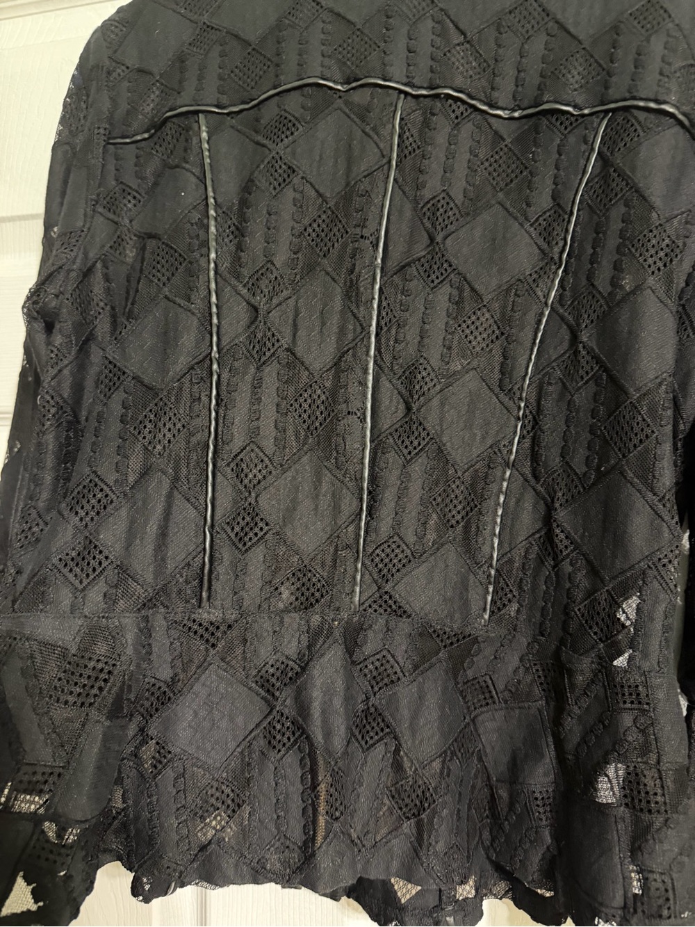 INC International Concepts Black Lace Zip-Front Blazer with Gold Hardware - Picture 5 of 5